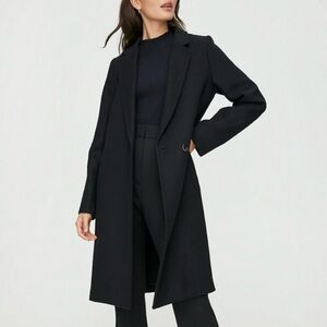 Aritzia Babaton Stedman Coat Single-Breasted Wool Long-Line Coat Black Sz XXS